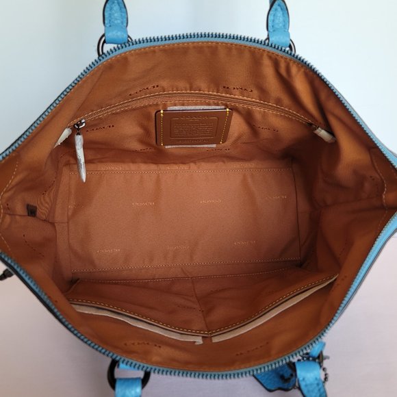 Coach Cara Pebbled Leather Satchel-Pool Color - Picture 14 of 16